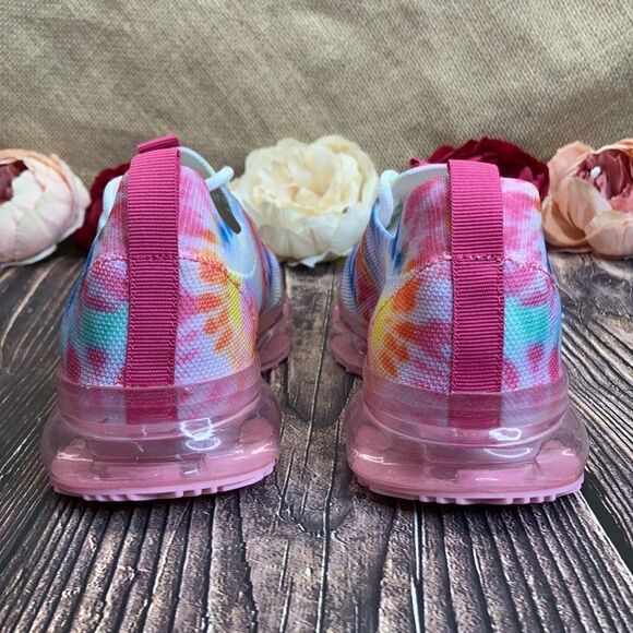 NEW Bubble Air Cushion Lace Up Knitted multi-Color (Tie-Died) Sneaker - Picture 6 of 9